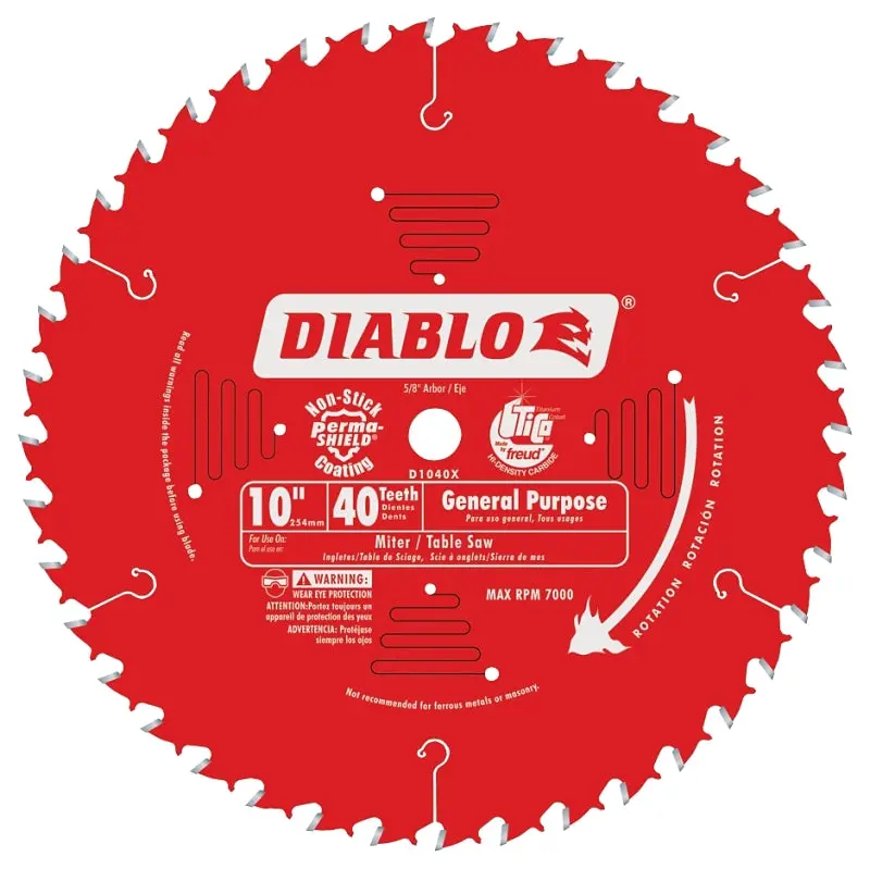 10" Circular Saw Blade – 40 Tooth, 5/8" Arbor, General Purpose Carbide-Tipped 1