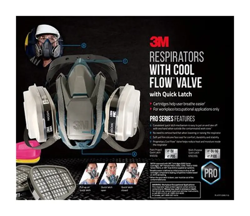 3M Cool Flow Pro 65023Qlha1C-Ps Reusable Respirator With Dual-Mode Combination Cartridge (Organic Vapor & Particulate), Gray 1