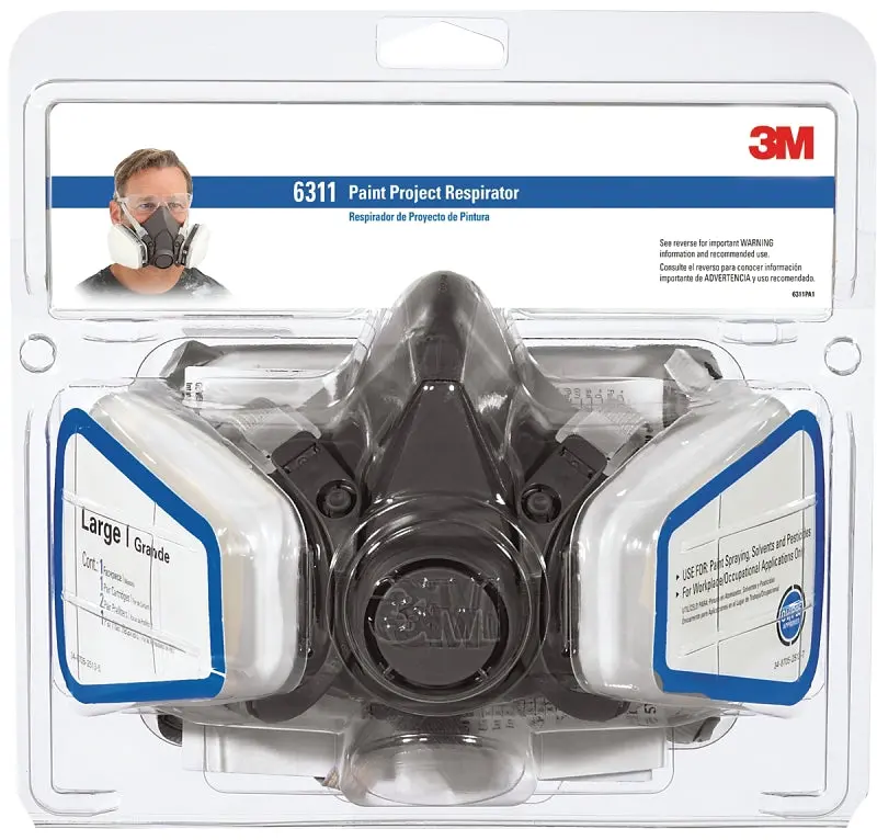 3M Tekk 6311Pa1-A/R6311 Valved Paint Respirator – Large Half-Mask, P95 Efficiency (95% Filtration), Dual-Cartridge Compatible 1