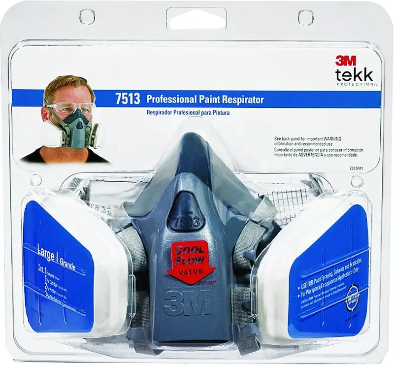 3M Tekk 7513Pa1-A/R7513Es Paint Spray Respirator – Large Valved Half-Mask, P95 Dual-Cartridge Filtration System 1