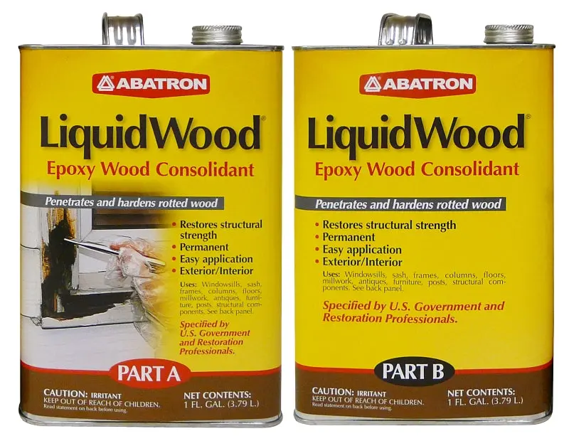 Abatron Liquid Wood Repair System – Two-Part Epoxy Filler Kit, Clear Resin With Ammonia Catalyst, 2-Gallon Can 1