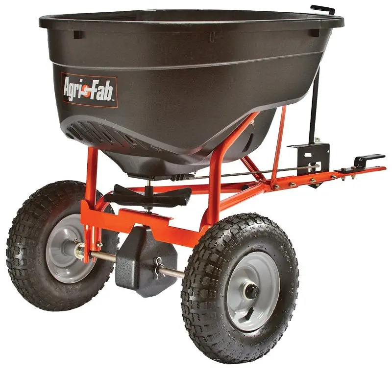 Agri-Fab 45-0463 Broadcast Spreader – 130 Lb Poly Hopper, 12 Ft Spread Width, 25,000 Sq Ft Coverage 1