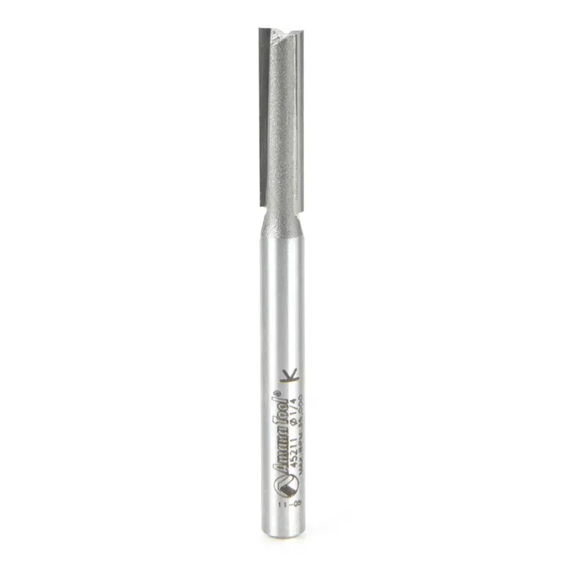 Amana Tool 45211 High-Output Straight Plunge Router Bit – 1/4" Diameter, 1" Cut Height, 1/4" Shank, 2-7/8" Length 1