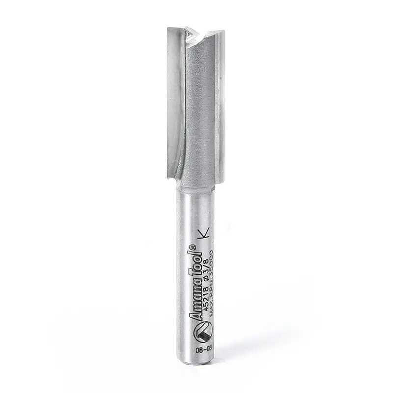 Amana Tool 45218 Carbide-Tipped Straight Plunge Router Bit – 3/8" Dia, 1" Cut Height, 1/4" Shank, 2-1/4" Long 1