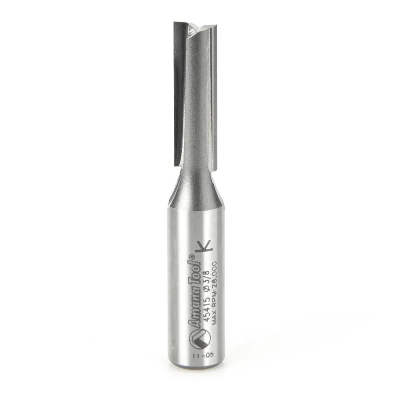 Amana Tool 45415 High-Production Straight Plunge Router Bit – 3/8" Diameter, 1-1/4" Cut Height, 1/2" Shank, 3" Overall Length 1
