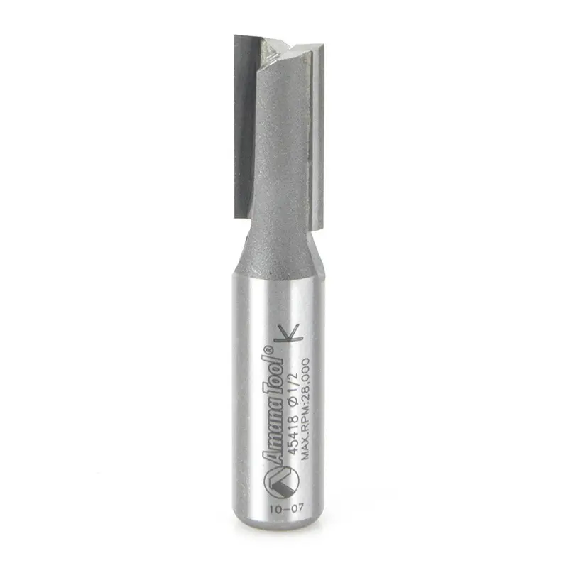 Amana Tool 45418 Carbide-Tipped Straight Plunge Bit – 1/2" Dia, 1" Cutting Height, 1/2" Shank, 2-5/8" Total Length 1