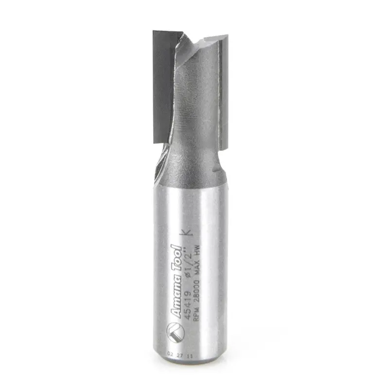 Amana Tool 45419 High-Production Carbide Router Bit — Straight Plunge, 1/2" Dia × 3/4" Cut Height × 1/2" Shank × 2-1/4" Length 1