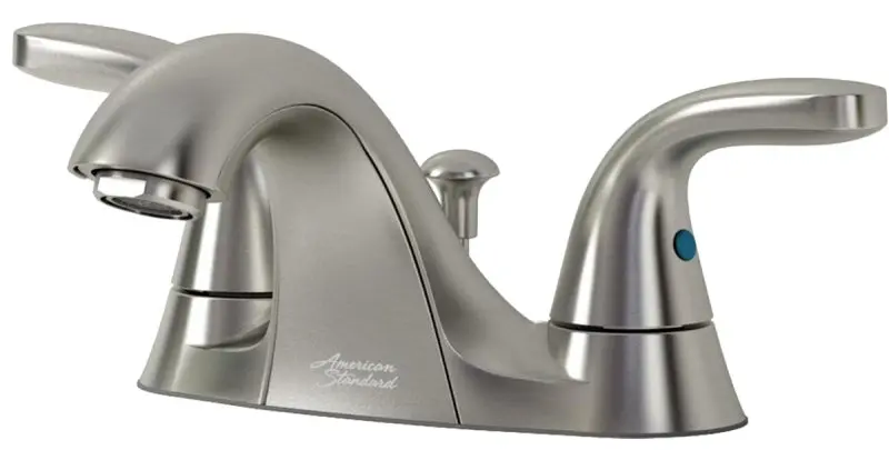 American Standard Cadet Suite Centerset Bathroom Faucet – Brushed Nickel, Low-Arc Spout 1