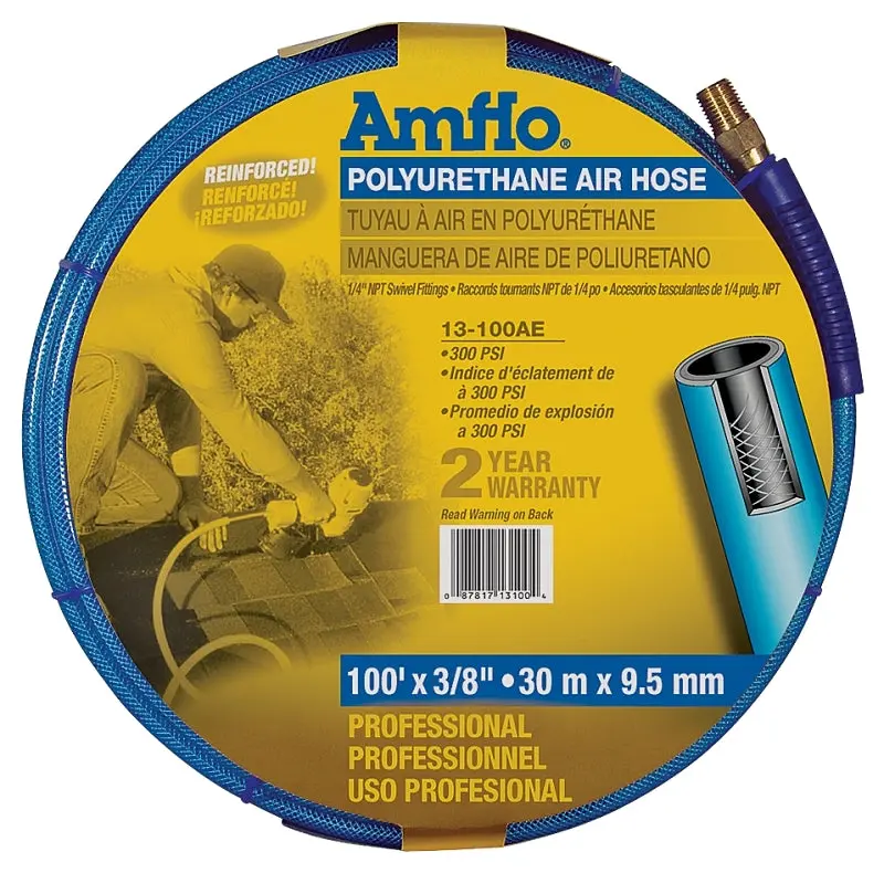 Amflo 13-100Ae Polyurethane Air Hose – 3/8" Od, 100 Feet, 300 Psi, Blue 1