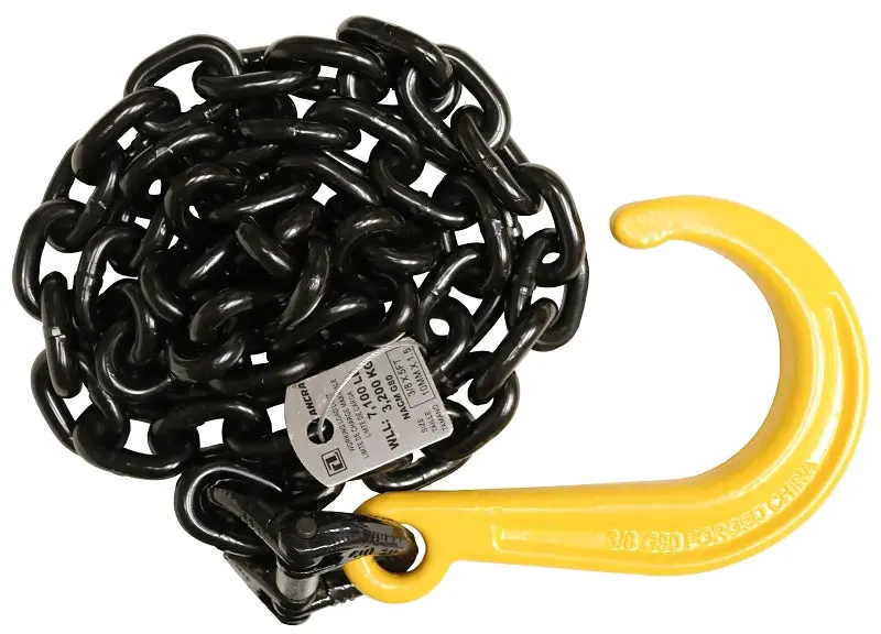 Ancra 50739-10-05-2 Heavy-Duty Chain Assembly With J-Hook – 5-Foot, Grade 80, 7100-Lb Wll 1