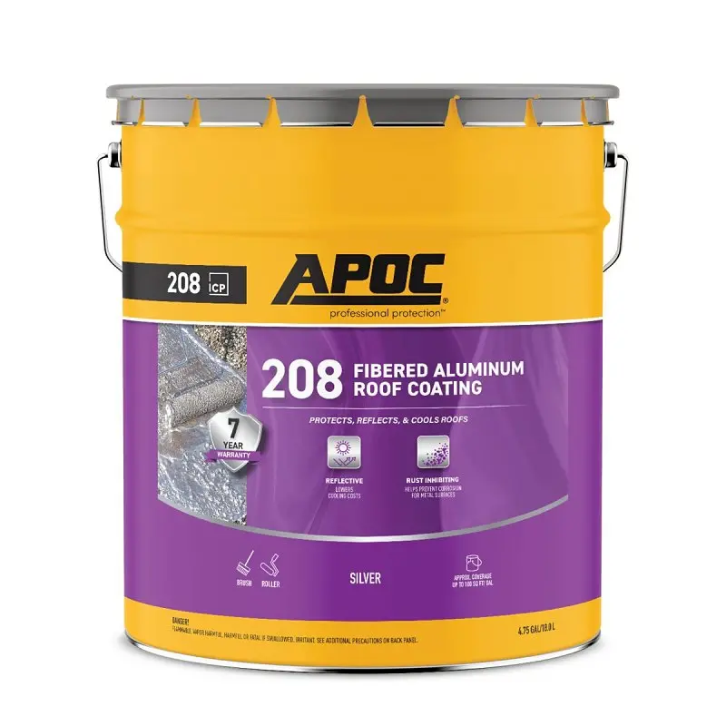 Apoc Ap-208 Fibered Aluminum Roof Coating – Bright Silver Reflective Finish, 4.75-Gallon Pail 1