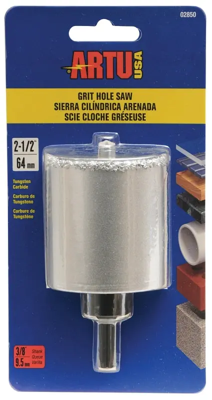Artu 02850 2.5" Tungsten Carbide-Tipped Hole Saw – 2.25" Cutting Depth, 5/8"–18 Arbor Thread 1