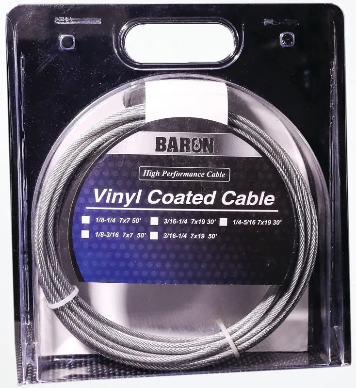 Baron 1/4"–5/16" Galvanized Aircraft Cable – 30 Ft Length, 1220 Lb Working Load Capacity 1