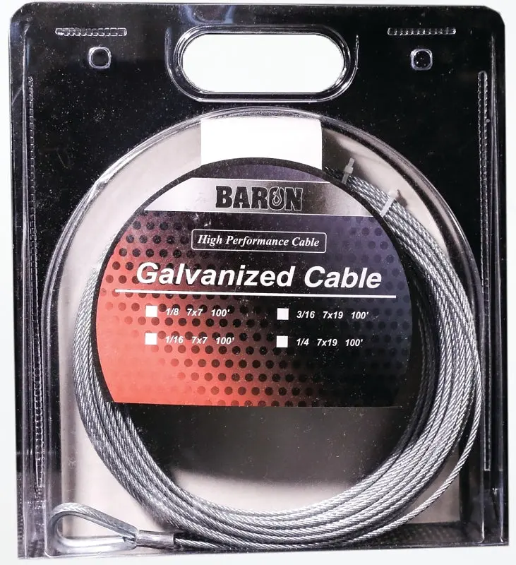 Baron 3/16-Inch Galvanized Aircraft Cable – 100-Foot Roll, 740-Pound Working Load 1
