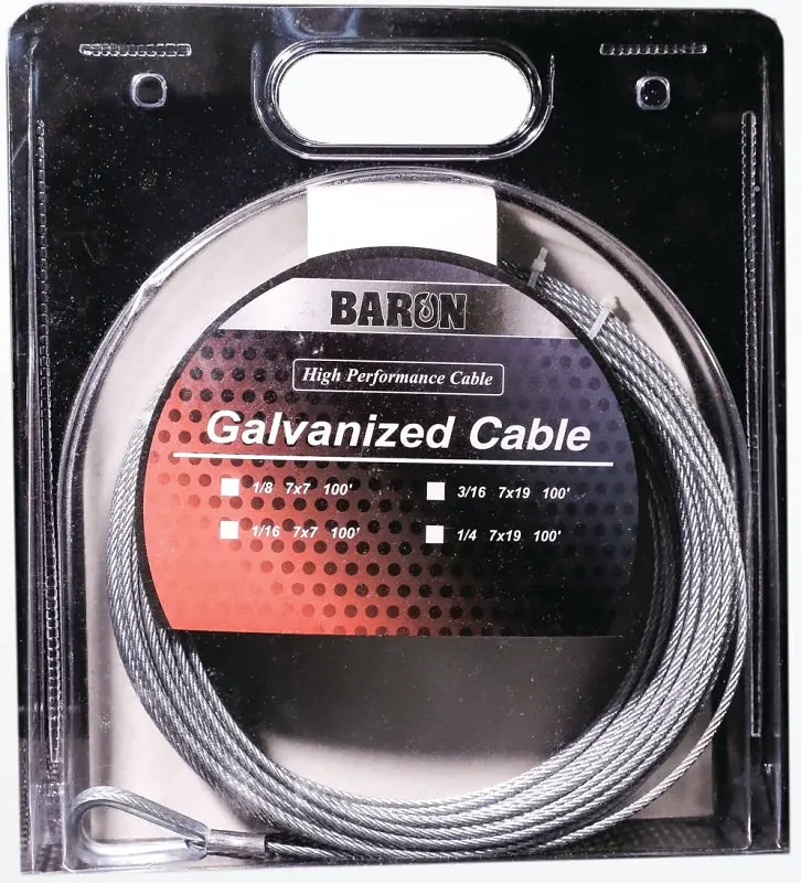 Baron 59005 Pre-Cut Galvanized Steel Cable – 1/4-Inch Diameter, 100-Inch Length, 1220-Pound Breaking Strength 1