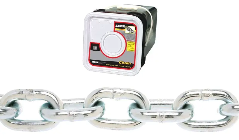 Baron Proof Coil Chain – 3/8 In Diameter, 45 Ft Length, Grade 30 Steel With Zinc Coating 1