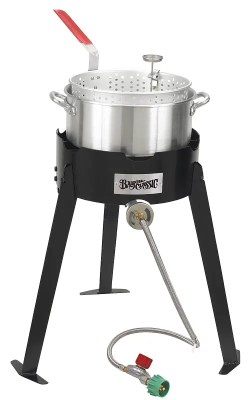 Bayou Classic 2212 Aluminum Deep Fryer Kit – 10-Quart Capacity, Outdoor Cooking System 1