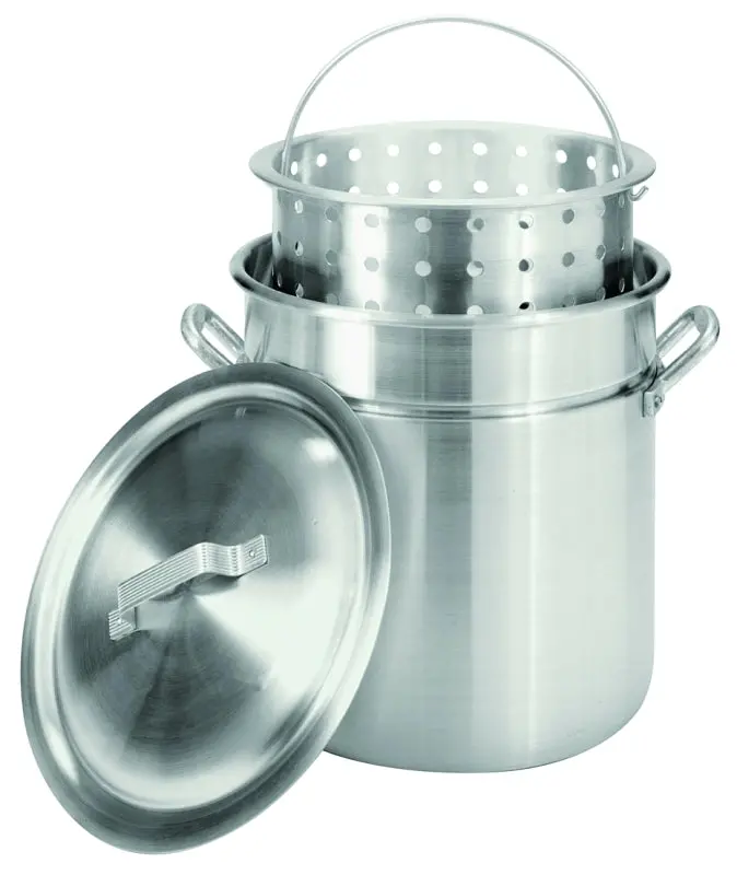 Bayou Classic 42-Quart Aluminum Stock Pot With Steaming Basket And Riveted Handles 1