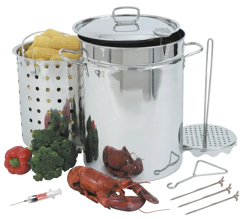 Bayou Classic Stainless Steel Turkey Fryer Pot – 32-Quart Capacity, 22-Gauge Heavy-Duty Construction 1