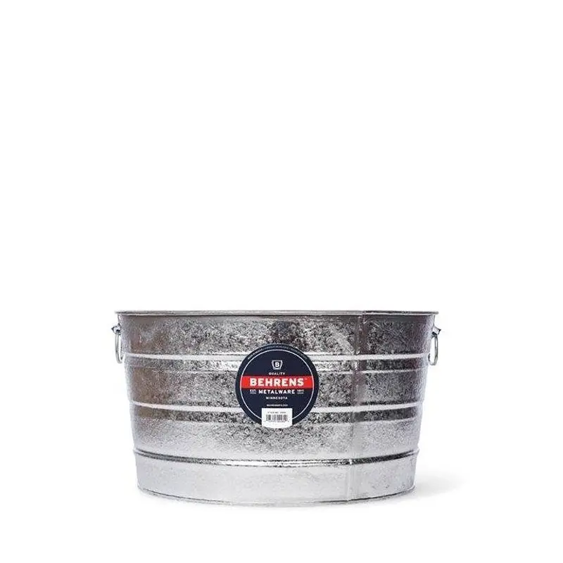 Behrens 11-Gallon Steel Wash Tub – Heavy-Duty Galvanized Utility Basin For Cleaning Or Mixing 1