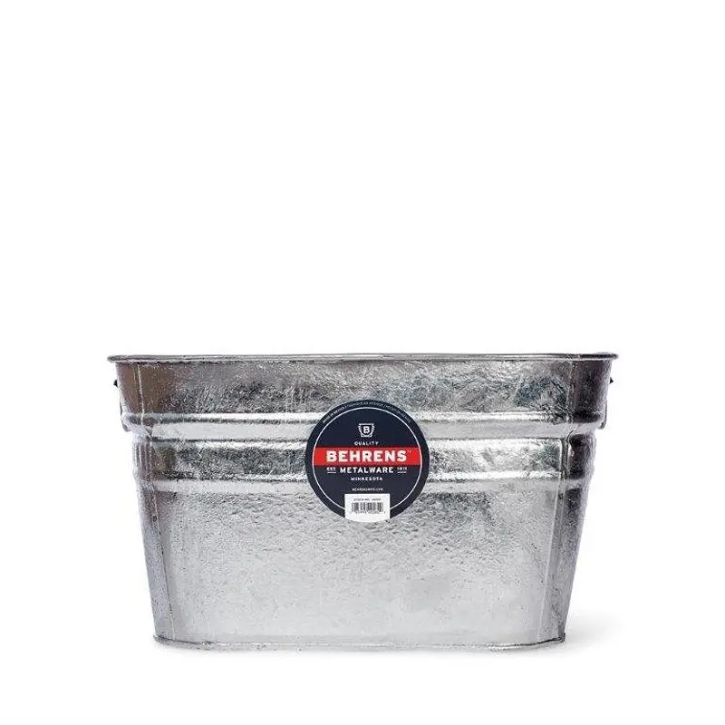 Behrens 62 Qt Steel Wash Tub – 15.5 Gallon Heavy-Duty Galvanized Utility Tub 1