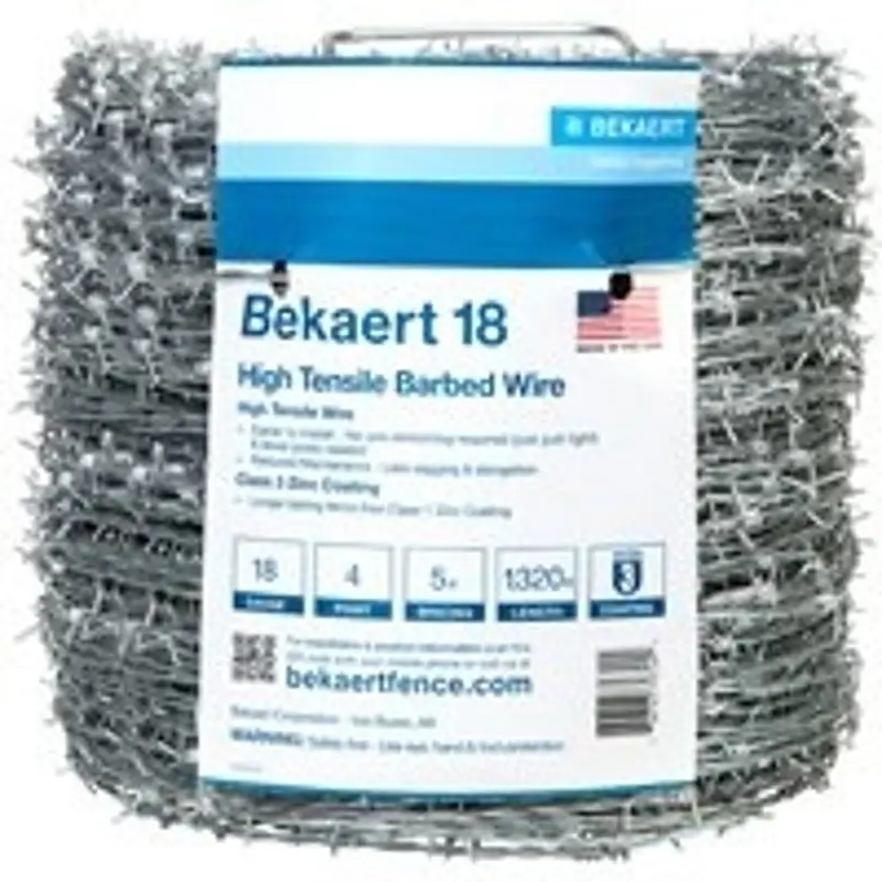 Bekaert 1320-Foot Galvanized Round-Barb Barbed Wire – 18-Gauge, 5-Inch Spacing Between Points 1