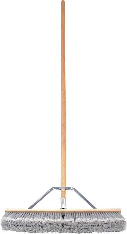Birdwell 5025-4 Heavy-Duty Push Broom – 24" Gray Synthetic Bristles, Hardwood Handle, Contractor-Grade Sweeping 1