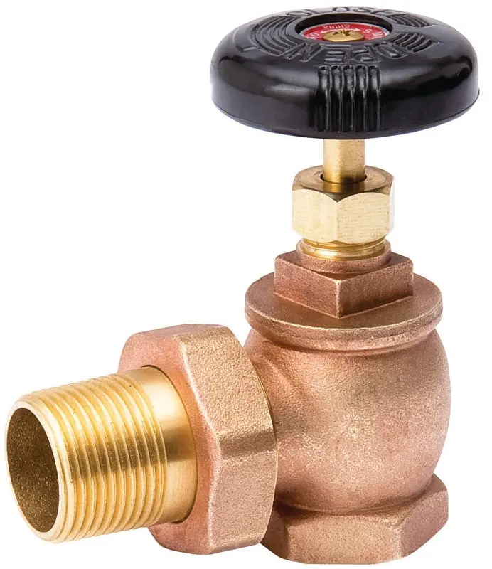 B&K 109-307 Angled Steam Radiator Valve – Brass/Bronze Construction, Compact 4.9" × 4.8" × 2.6" Design 1