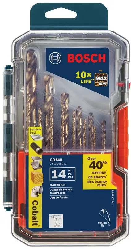 Bosch Co14B 14-Piece Cobalt Twist Drill Bit Set For Hardened Metals 1