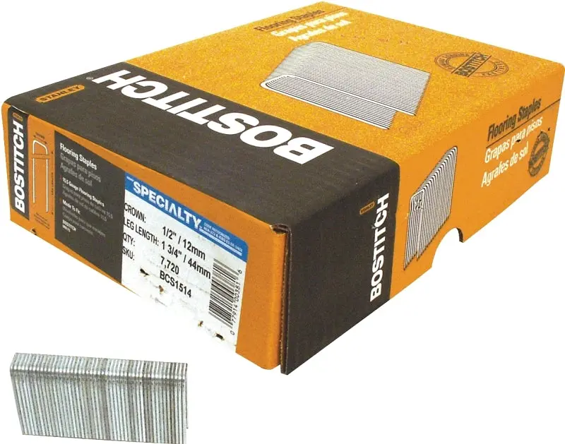 Bostitch Bcs1514 Flooring Staple – 1/2 In Crown × 1-3/4 In Leg, 15.5-Gauge Steel For Hardwood Installation 1