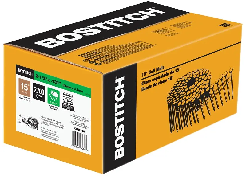 Bostitch C8R131G 2-1/2" Ring Shank Framing Nails – Thickcoat Steel, Full Round Head 1