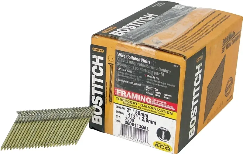Bostitch S6Dr113Gal-Fh 2" Ring Shank Framing Nail – 12-Gauge, Thick-Coat, Full Round Head 1