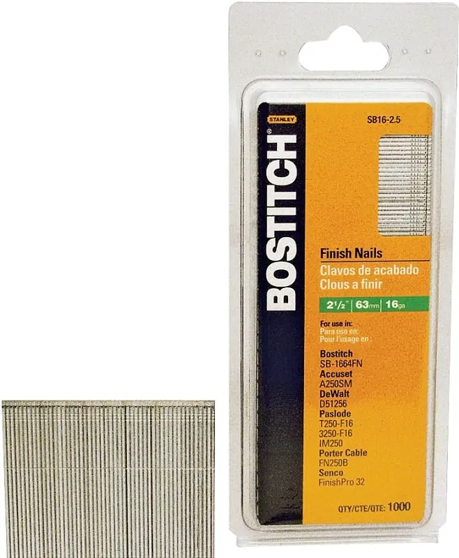 Bostitch Sb16-250 2.5-Inch 16-Gauge Coated Finish Nail – Smooth Shank 1
