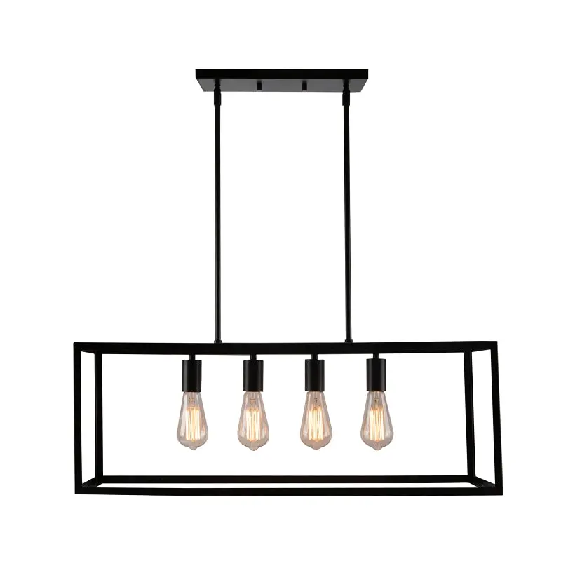 Boston Harbor Ls10505 Farmhouse Chandelier – 4-Light Matte Black Metal Fixture, 120V, 60W Max Per Bulb 1