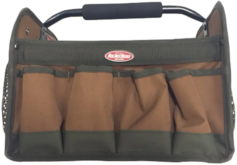 Bucket Boss 12-Inch Ripstop Tote Bag With 8 Organizational Pockets – Brown 1