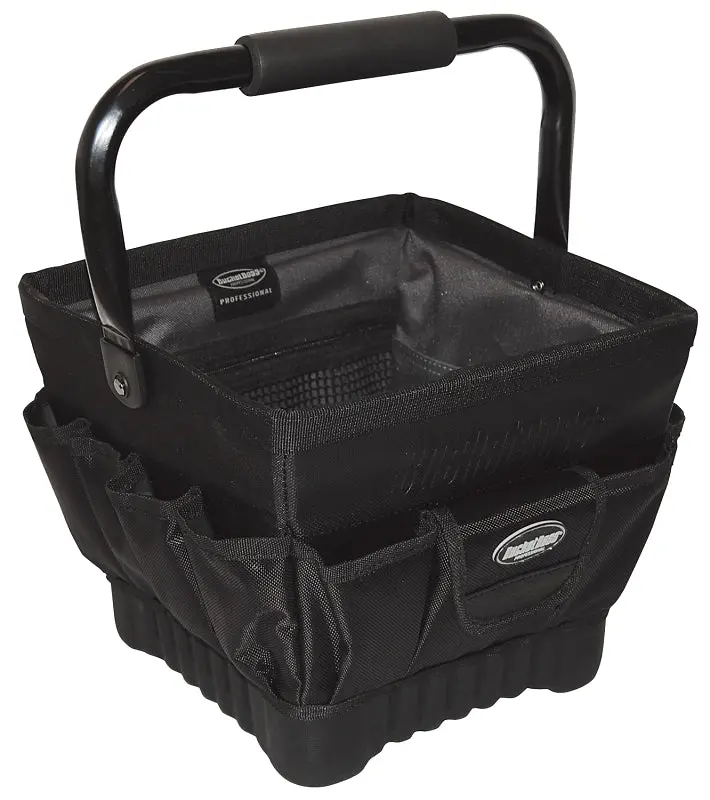 Bucket Boss 74012 Professional Tool Tote – 11"W × 11"D × 10"H, 20-Pocket Design, Black Poly Fabric 1
