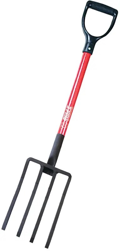 Bully Tools 4-Tine Steel Spading Fork With Fiberglass Handle – 7.5-Inch Width, 10-Inch Tines 1
