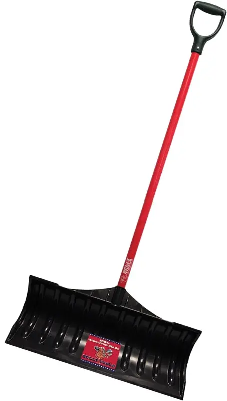 Bully Tools 92813 D-Handle Snow Pusher With Fiberglass Shaft And 27-Inch Plastic Blade 1