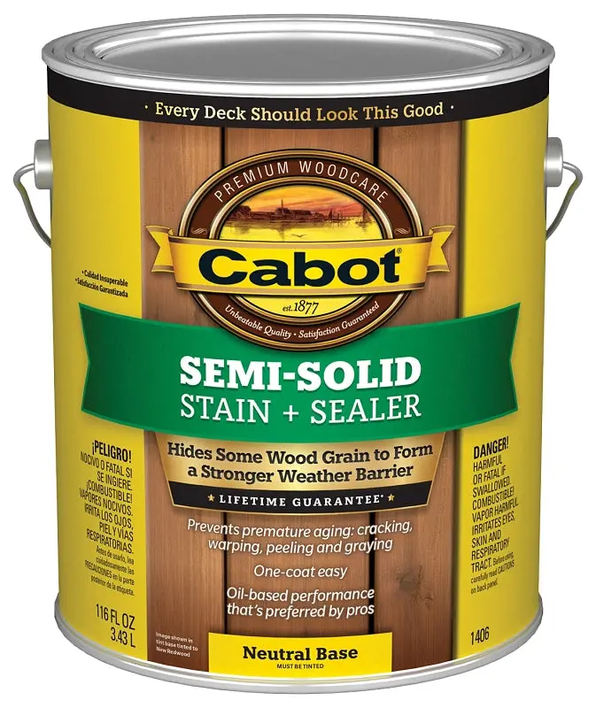 Cabot 140.0001406.007 Semi-Transparent Wood Stain – Natural Flat, Neutral Base, 1-Gallon Liquid 1