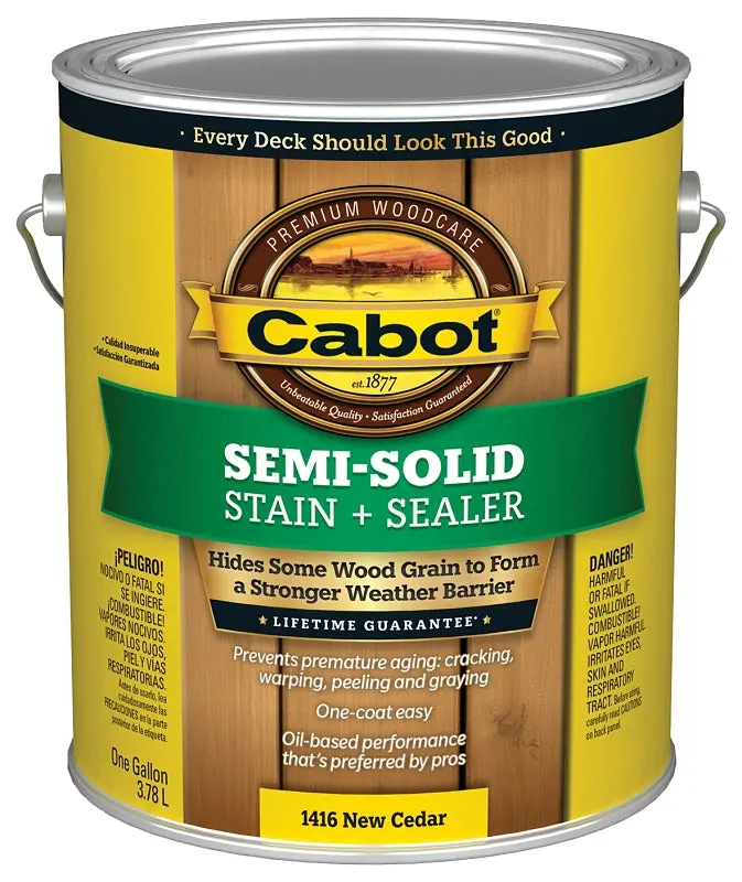 Cabot 140.0001416.007 Semi-Transparent New Cedar Stain – Natural Flat Finish, 1-Gallon Liquid Formula 1