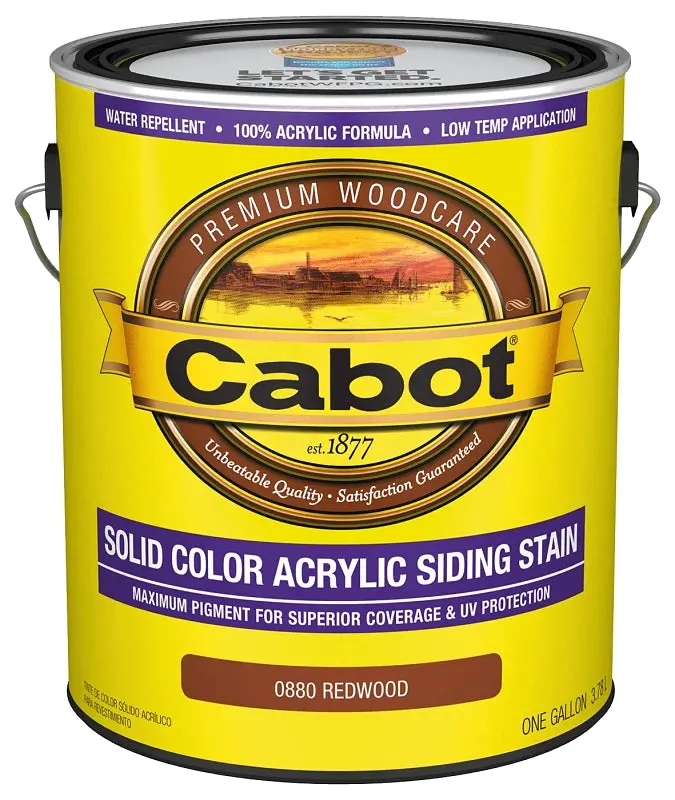 Cabot 800 Series Solid Color Siding Stain – Redwood Flat, 1-Gallon Liquid 1