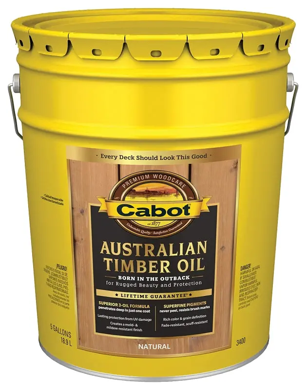 Cabot Australian Timber Oil – Natural Tone Penetrating Finish, 5-Gallon Pail For Exterior Wood Protection 1