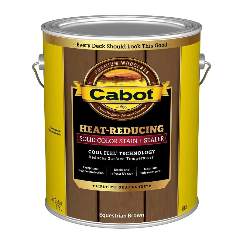 Cabot Heat-Reducing Stain & Sealer 140.0001883.007 – Equestrian Brown, 1-Gallon Can, Uv-Protective 1