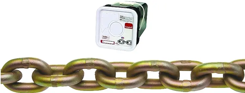 Campbell 5/16" Heavy-Duty Transport Chain – 50 Ft, Grade 70 Carbon Steel With Chrome Yellow/Zinc Finish, 4700 Lb Wll 1