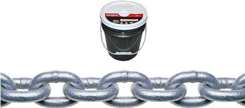 Campbell 5/16 In Galvanized Proof Coil Chain – 92 Ft, Grade 30 Steel 1
