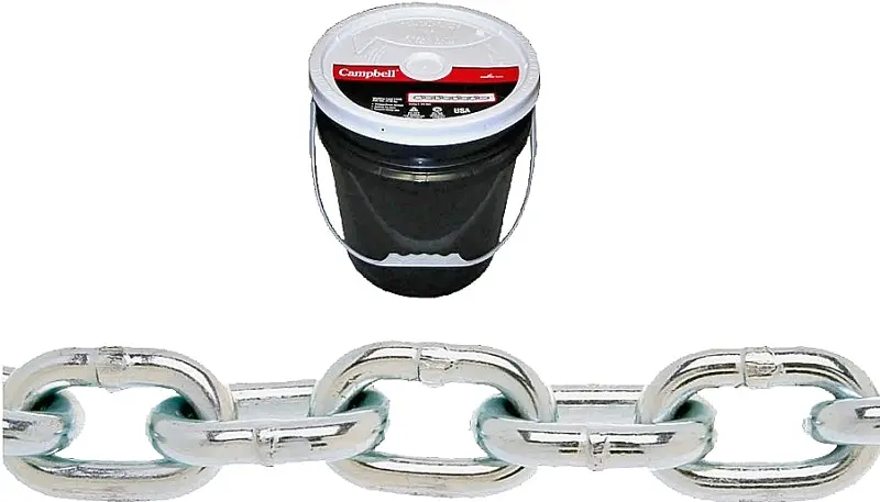 Campbell Chain Proof Coil – 3/8 Inch Diameter, 63 Foot Length, Zinc-Plated Steel, Grade 30 1