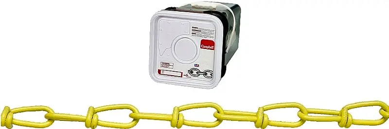 Campbell Pd075-2496 #2/0 Yellow Poly-Coated Loop Chain – 200-Foot Length, 255-Lb Wll 1