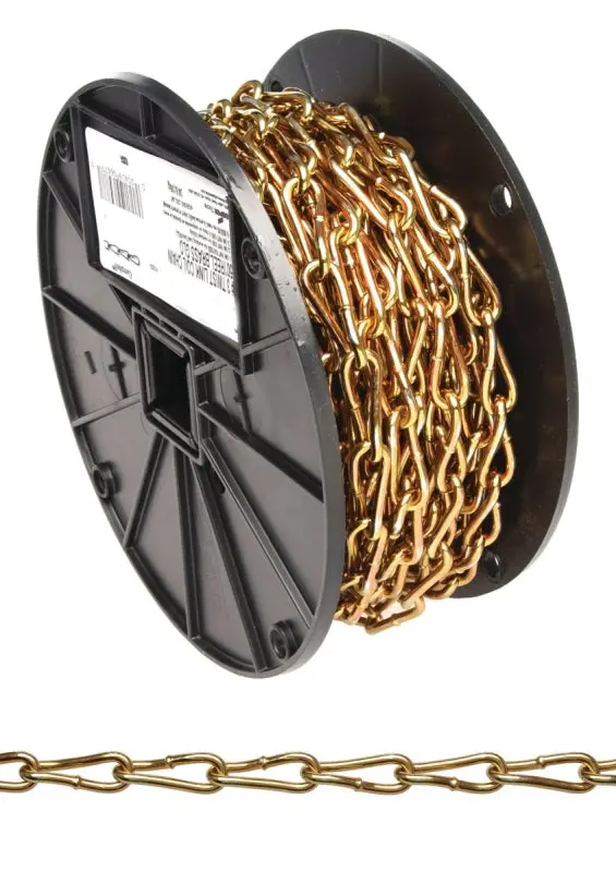 Campbell Twist Link Coil Chain – #3 Gauge, 50-Foot Steel Chain With Brass Plating 1