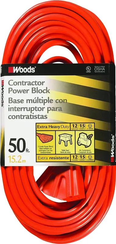 Cci 0819 50-Foot 12 Awg Orange Extension Cord – 15-Amp, 125-Volt Rated 1