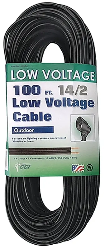 Cci 14 Awg 2-Conductor Electrical Cable – 100-Foot Roll, 30V Rated Indoor/Outdoor Wiring 1